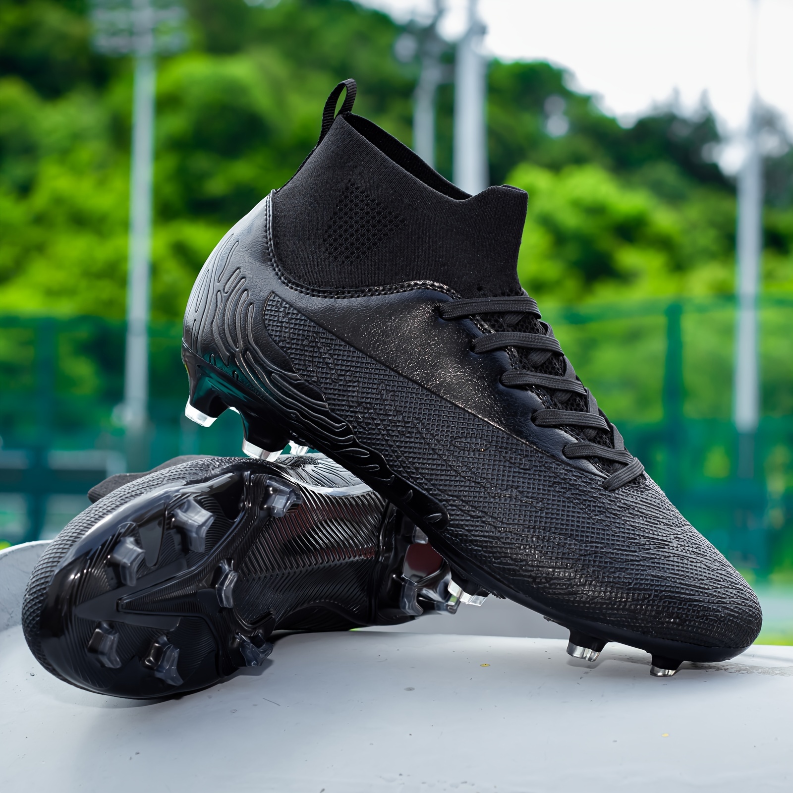 Tacos de fútbol para hombre, zapatos de fútbol profesionales con punta  alta, para interiores y exteriores, tacos de fútbol transpirables