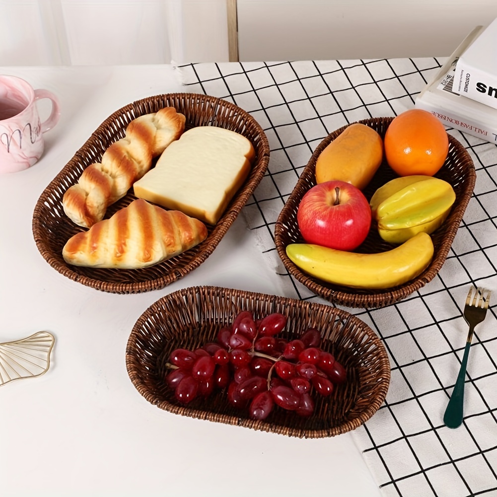 1pc Imitation Rattan Heart-shaped Fruit Basket Loaf Pan