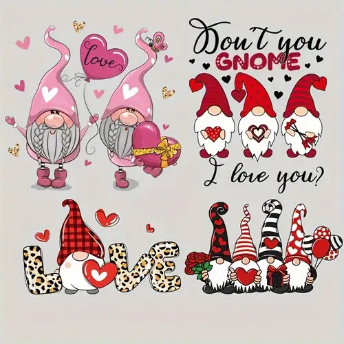 Whaline 14Pcs Valentine's Day Iron On Transfers Patches Gnome Love Heart  Cupid Car Pink Luck Shamrock Leopard Heat Transfer Stickers St. Patrick's  Day
