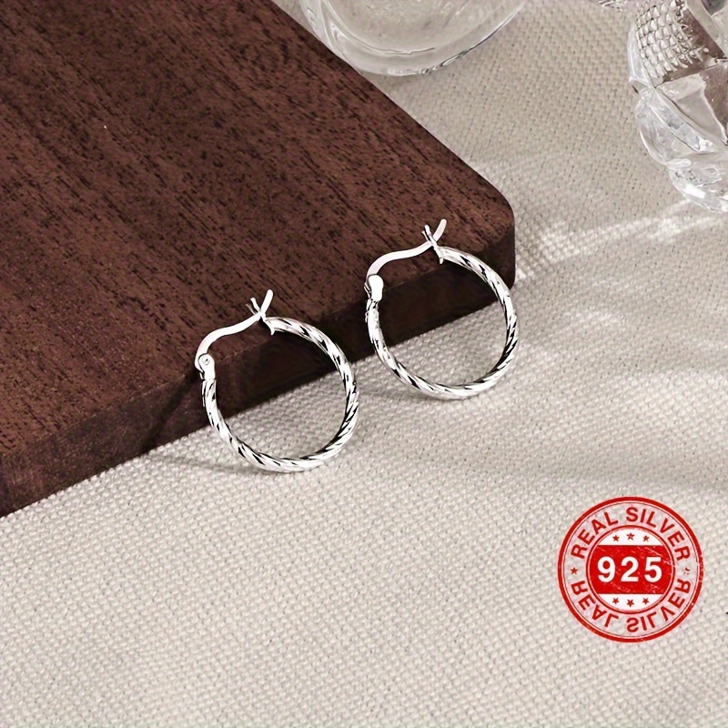 

Simple Hoop Earrings 925 Sterling Silver Hypoallergenic Jewelry Elegant Leisure Style Suitable For Women Daily Casual
