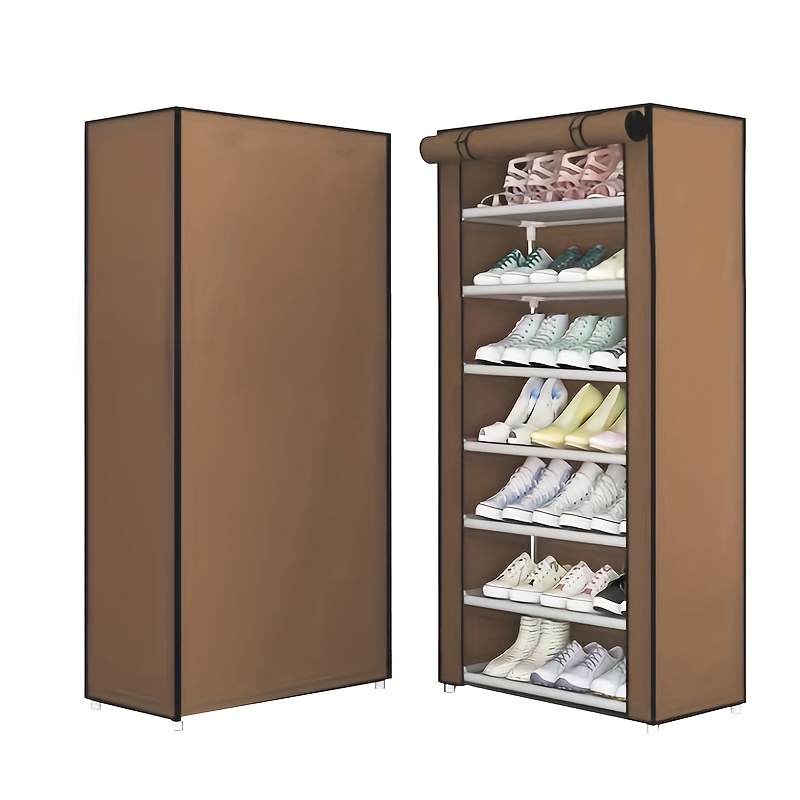 Modern 8 Tier Shoe Rack Organizer with Dustcover for Storage in