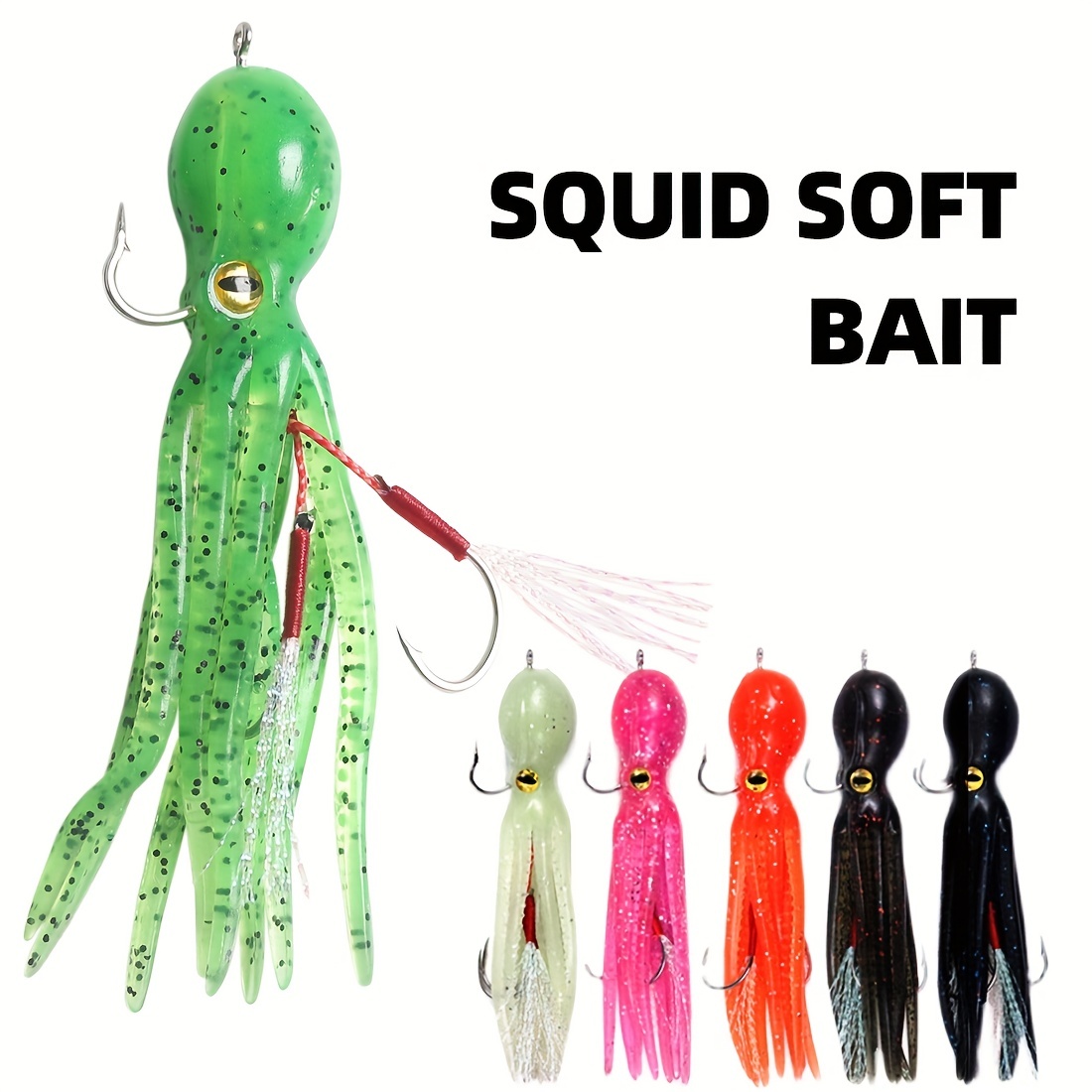 

Glow Squid Skirts Hoochie Lures: Soft Plastic Fishing Lures With Assist Hooks & Lead Jig For Trolling Salmon, Bass, & Trout