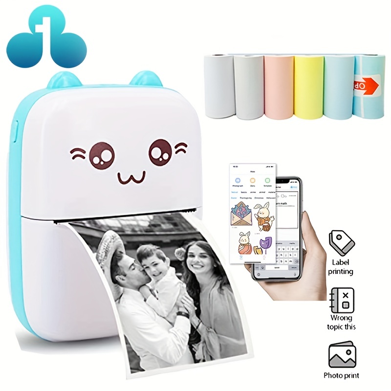 autolock Multi-Mini-Drucker,Geschenke für Kinder,Tragbarer  Mini-Thermodrucker Fotodrucker, (WLAN (Wi-Fi), im Taschenformat,  Bluetooth-Smart-Mini-Aufkleberdrucker)