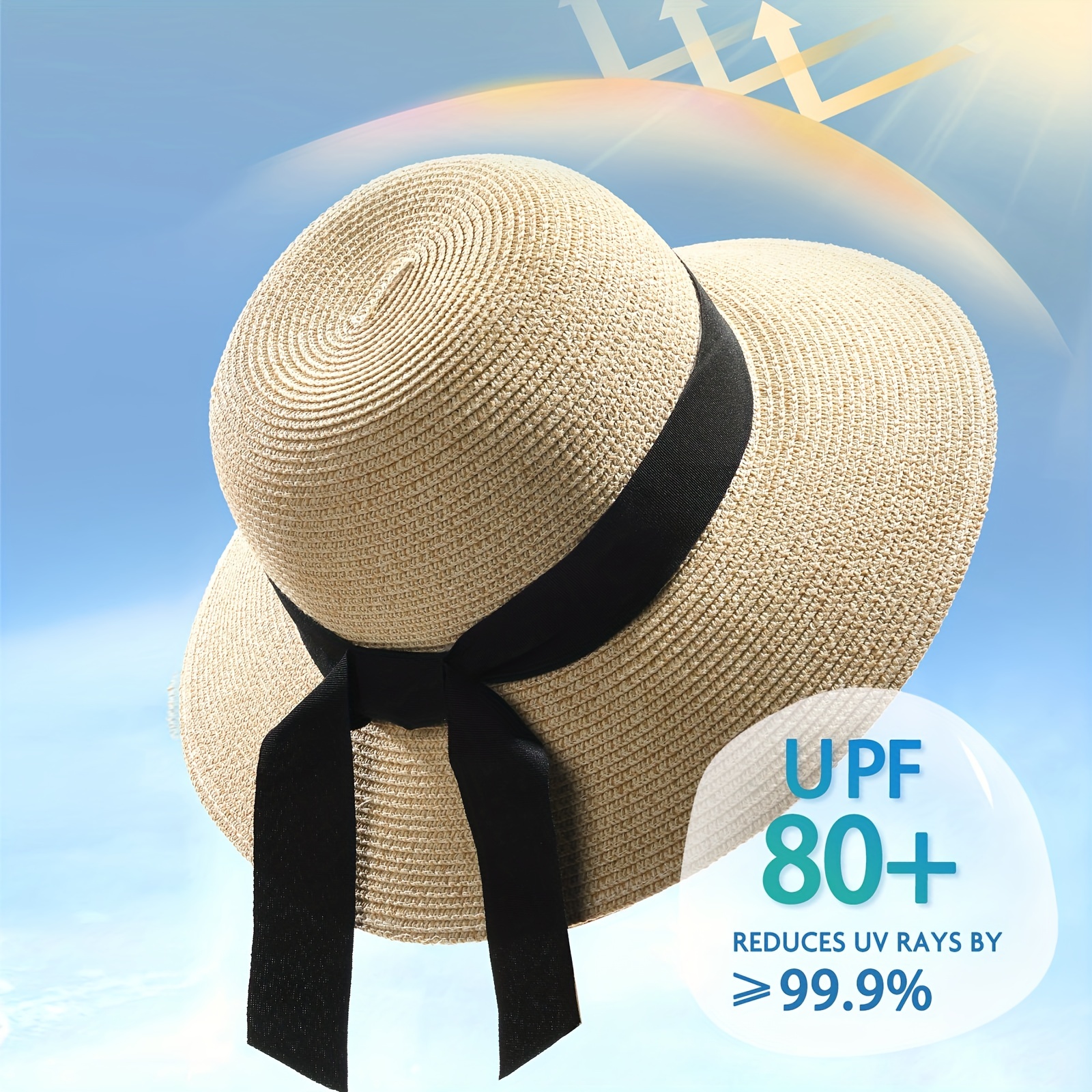 Foldable Wide Brim Travel Sun Hat Women's Cap Beach Straw Hats Panama Hat