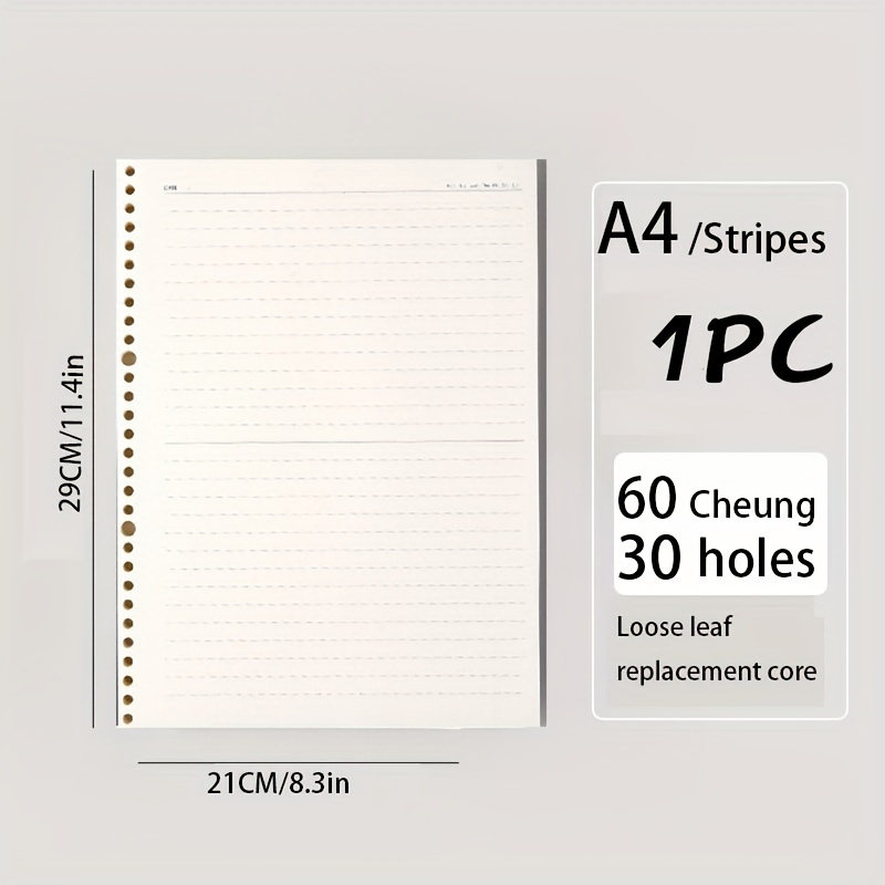 30 Holes Loose-leaf Refills Horizontal Line Grid Dot Matrix Blank English  Book Removable Portable Student Organization Stationery Supplies Loose-leaf  Paper, School Supplies, Back To School, Notebook, Libretas, Notebooks For  School - Temu