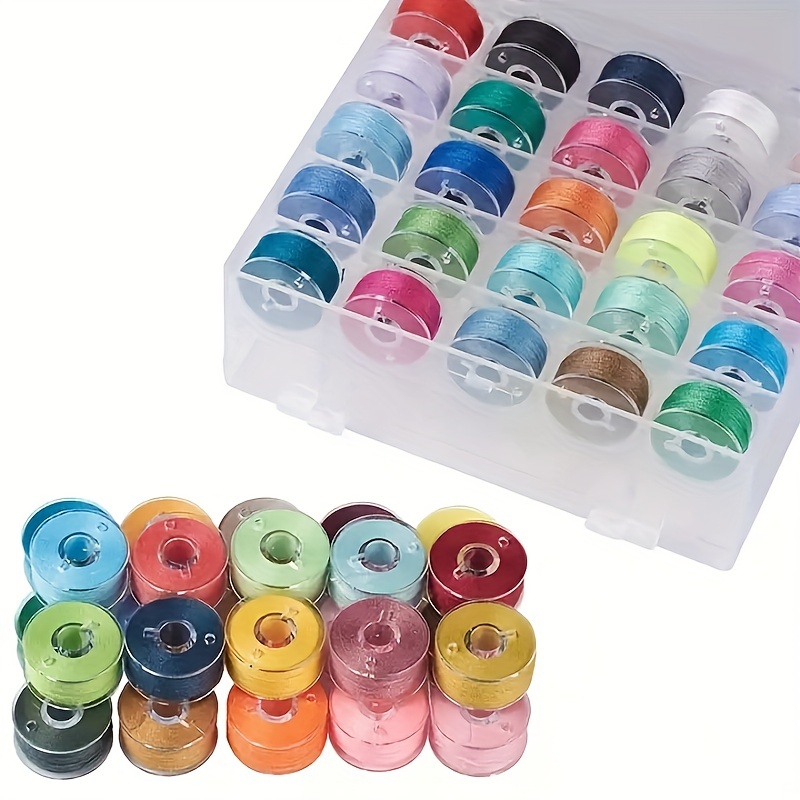 ilauke 50pcs Bobbins Sewing Threads Kit, 400 Yards per Polyester Thread Spools, Prewound Bobbin with Case for Brother Singer