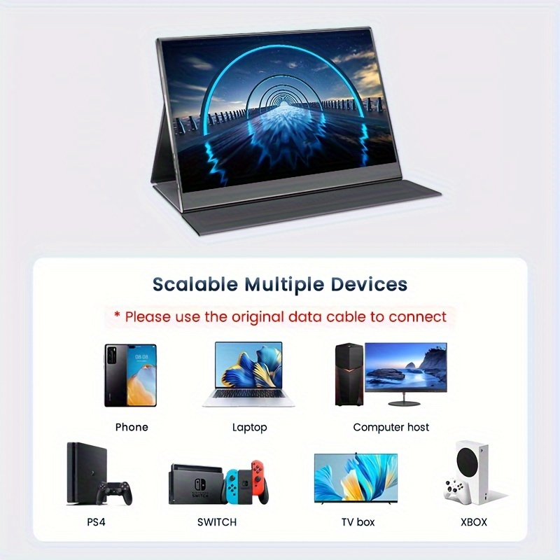 Moniteur Portable 15.6 pouces écran d'affichage HDMI type-c USB C IPS pour  ordinateur Portable XBox Switch téléphone Portable PS3 PS4 moniteur de jeu, ✓ Meilleur prix au Maroc et ailleurs