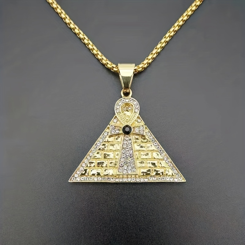 Hip Hop Ancient Egyptian Moissanite Pendant Necklace Chain Punk