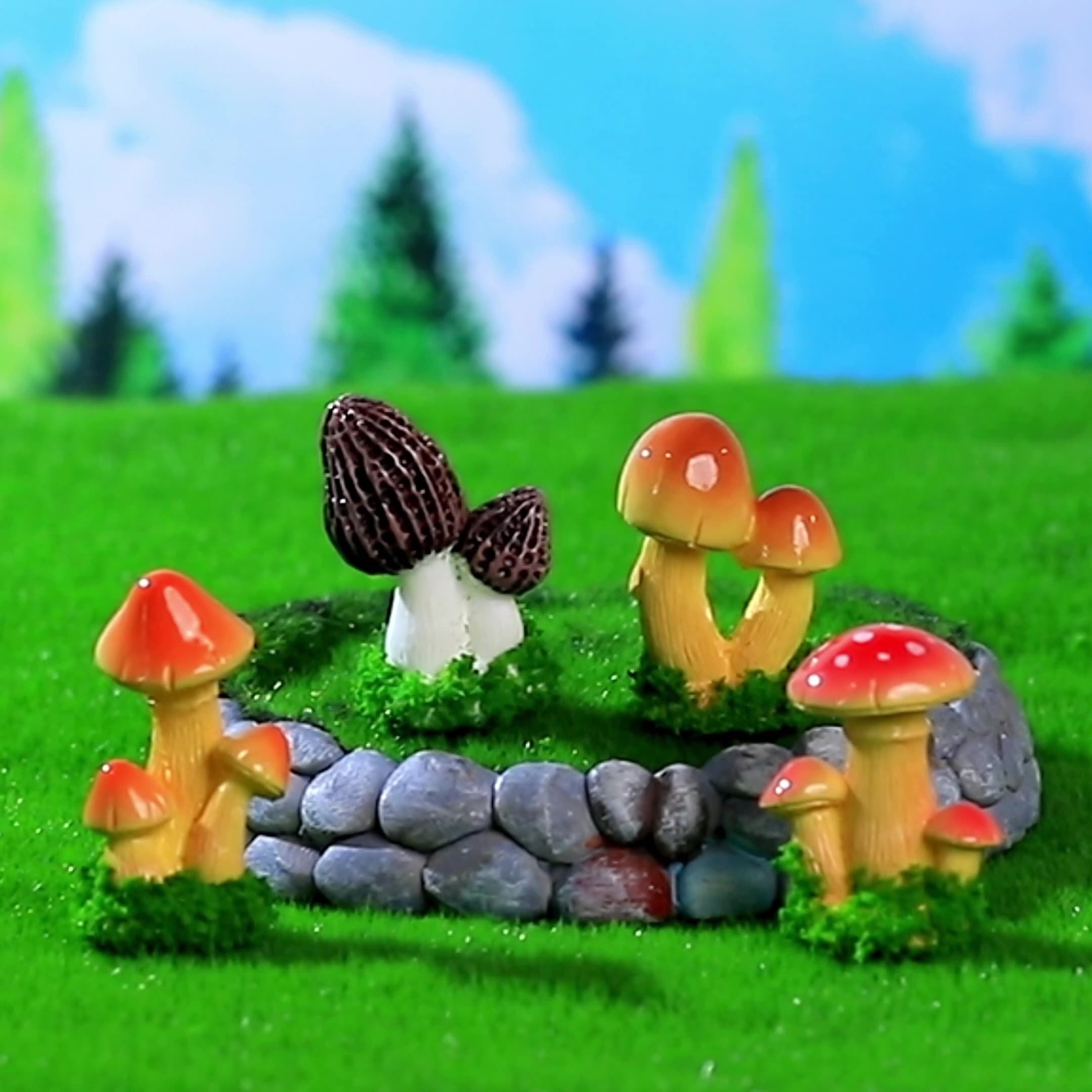 Figurine Miniature décorative de champignon, accessoires de