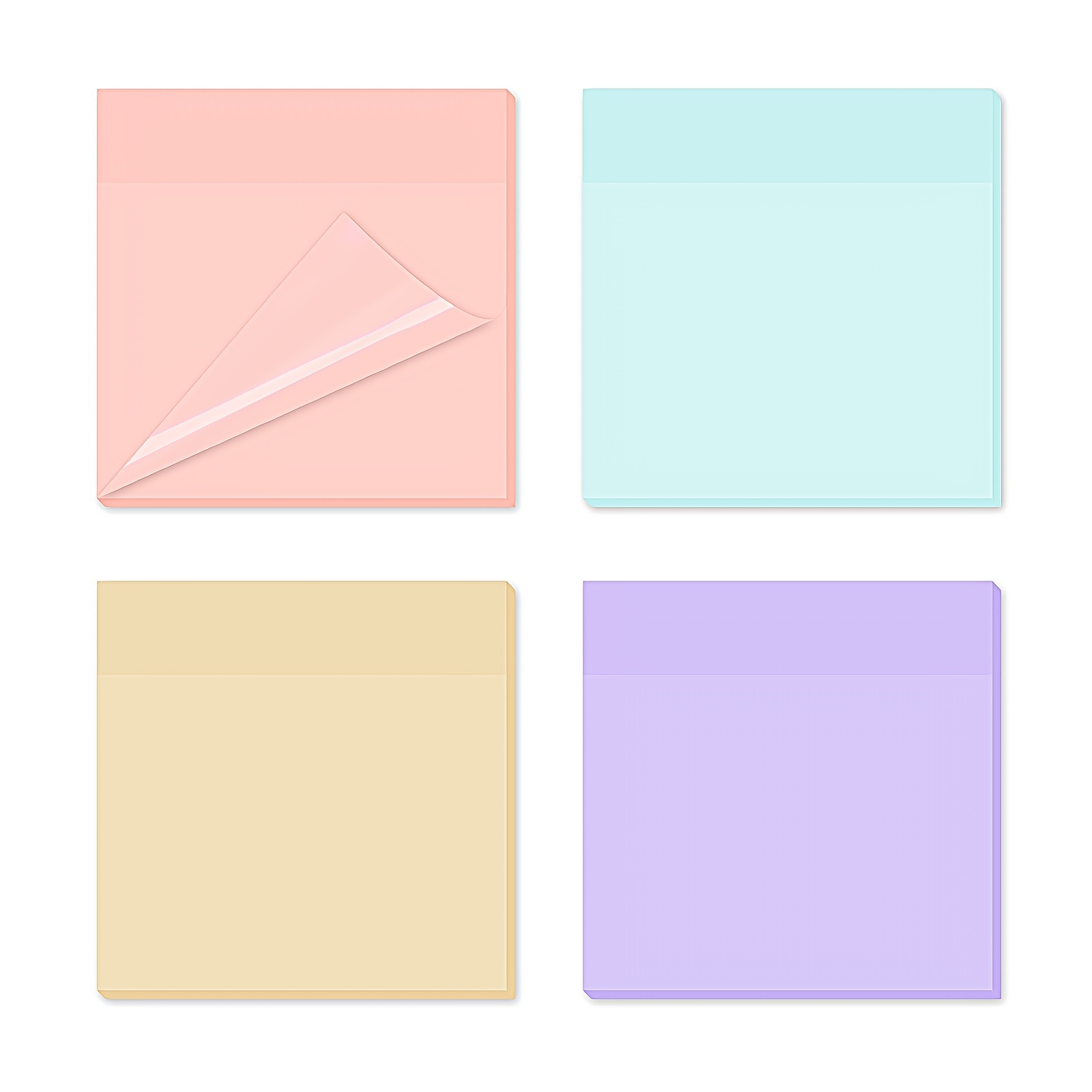 

4pcs Clear Sticky Notes, Pastel Colors, 3×3 Inch (7.5×7.5cm) Morandi Translucent Sticky Notes, Clear Sticky Notes, For Aesthetic School Office Supplies, 50 Sheets Each