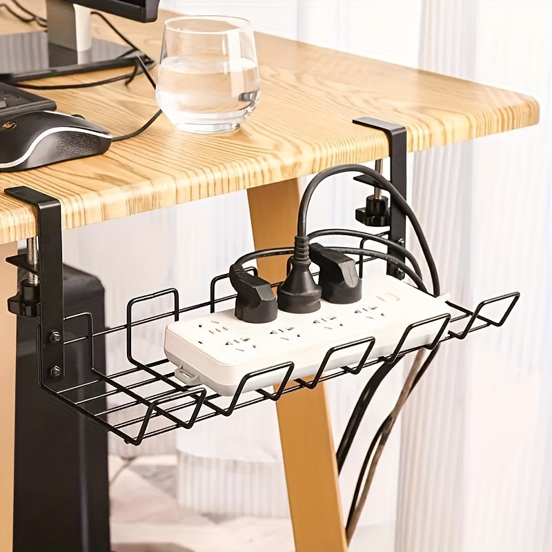  Organizador de bandeja de cables debajo del escritorio.  Accesorio de escritorio de pie. Bandeja montada en el escritorio, color  blanco : Productos de Oficina