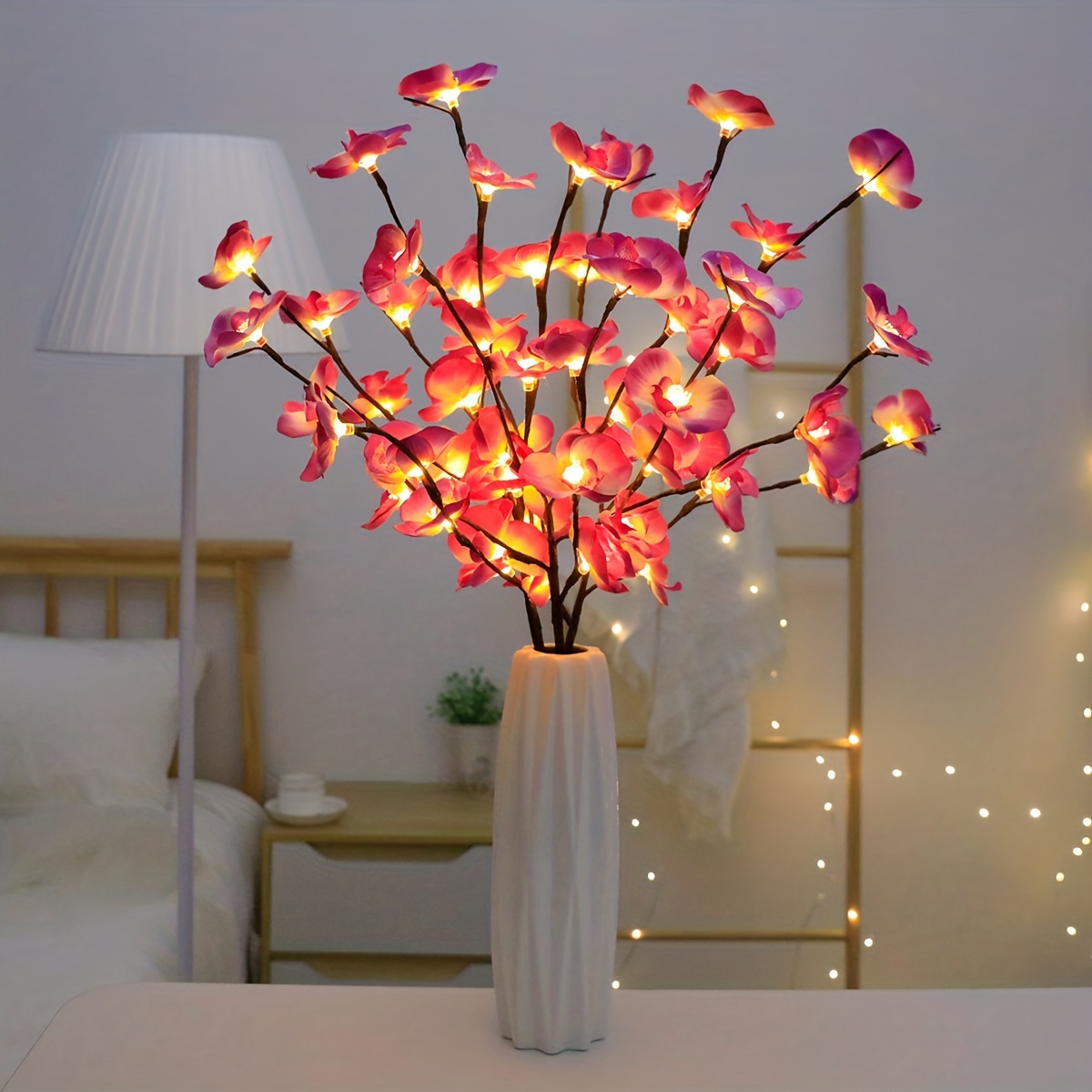 Lámpara a pilas, pequeña lámpara de mesa con bombilla LED, lámpara de  cristal decorativa inalámbrica para dormitorio, sala de estar, pasillo,  color