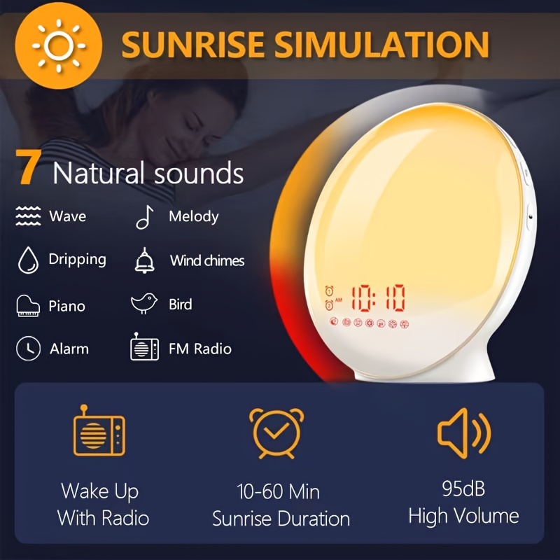 Philips Wake-Up Light - Sunrise Simulation with 2 x Natural Sounds, FM  Radio, Reading Light, Snooze Function (Model HF3505/01)