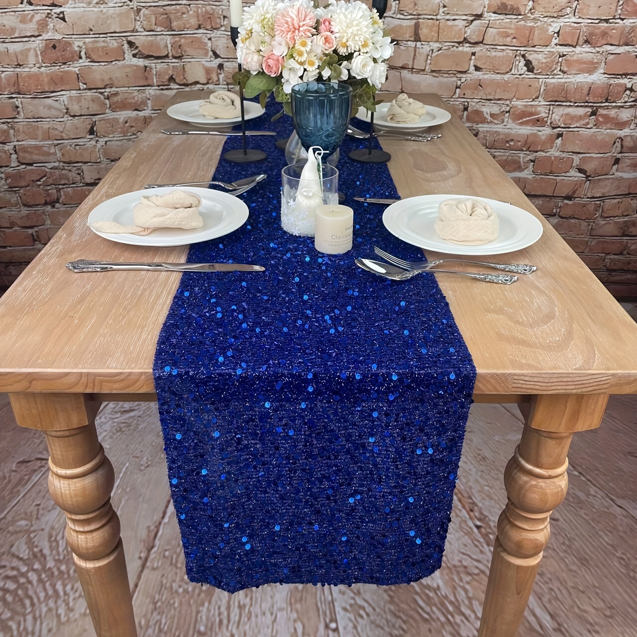 WELMATCH Royal Blue Satin Table Runners - 5 Pack, 12" X 108" For Weddings, Parties & Events - View #2