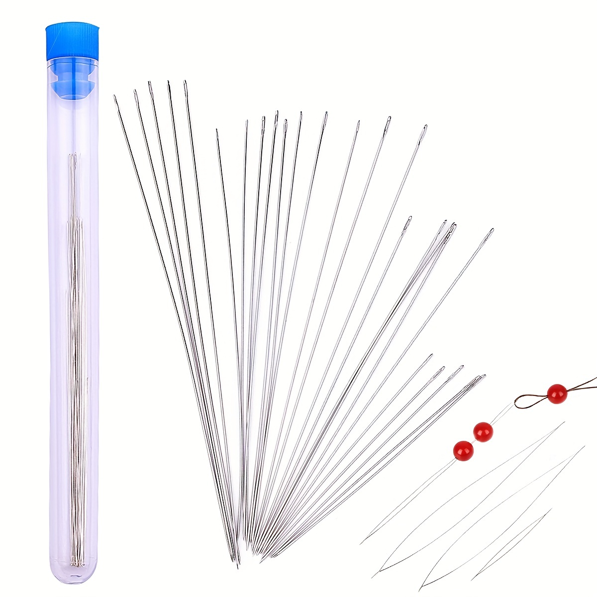 Stainless Steel Collapsible Big Eye Beading Needles, Seed Bead Needle,  Beading Embroidery Needles for Jewelry Making, Stainless Steel Color,  12.5x0.02cm
