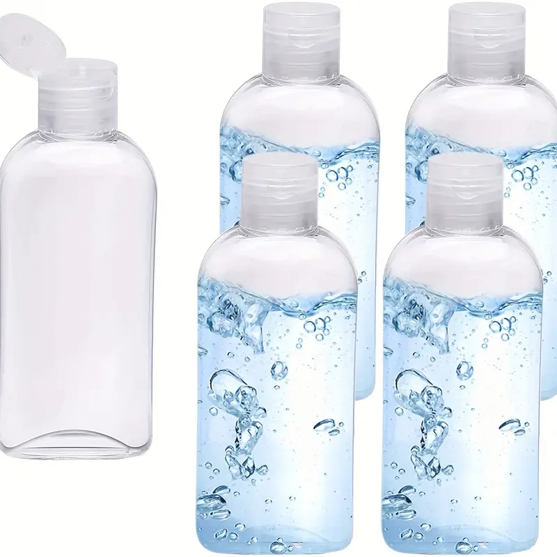 Paquete de 5 botellas vacías de plástico transparente de 3.4 fl oz con tapa  abatible, botella de viaje TSA para artículos de tocador líquidos, champú