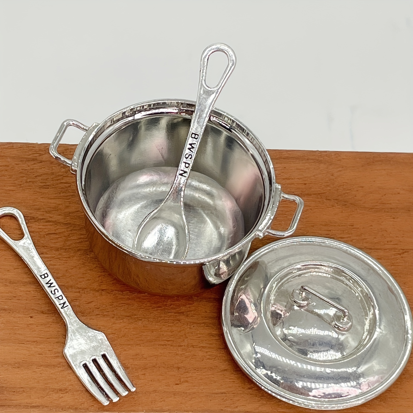 Miniature Utensils | 1:12 Scale Doll House Kitchen Cookware | Dollhouse  Food Craft (Silver / Set of 6pcs)