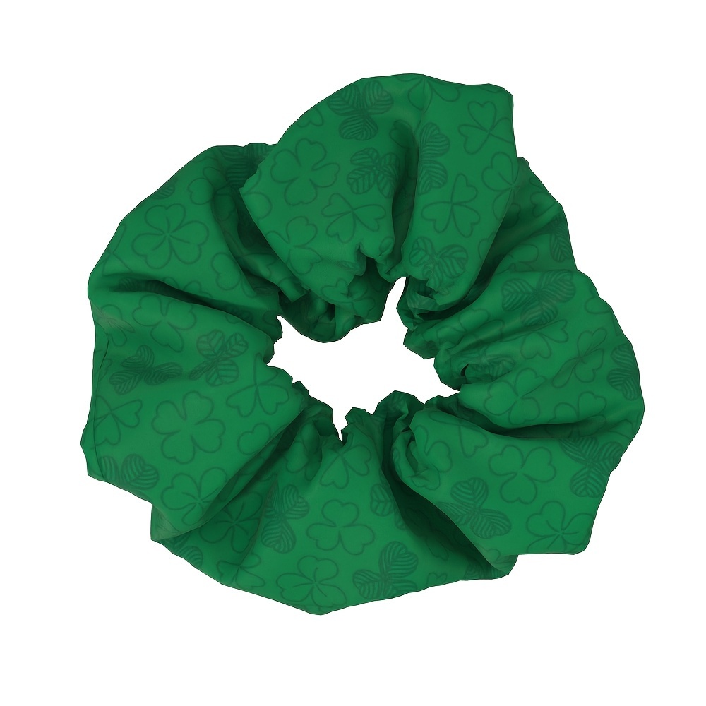 TEMU 1pc Elegant Vintage Clover Print Hair Scrunchie, High Elasticity Durable Fabric Hair Tie For High Ponytails And Buns, Fashionable Hair Accessory
