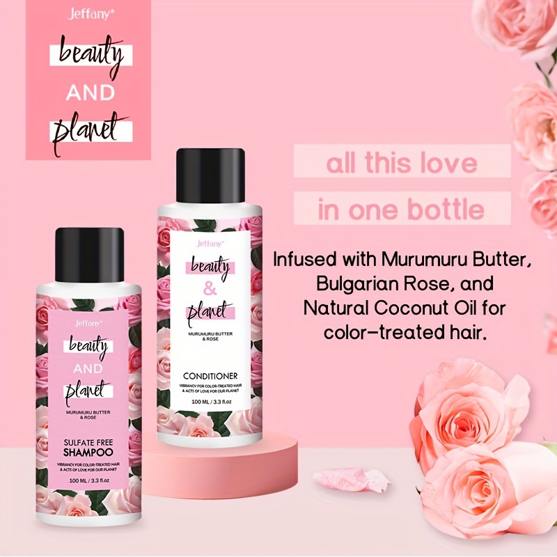 Love Beauty And Planet Shampoo & Conditioner Murumuru Butter & Rose 2 Count  For Color-Treated Hair Shampoo And Conditioner Silicone Free
