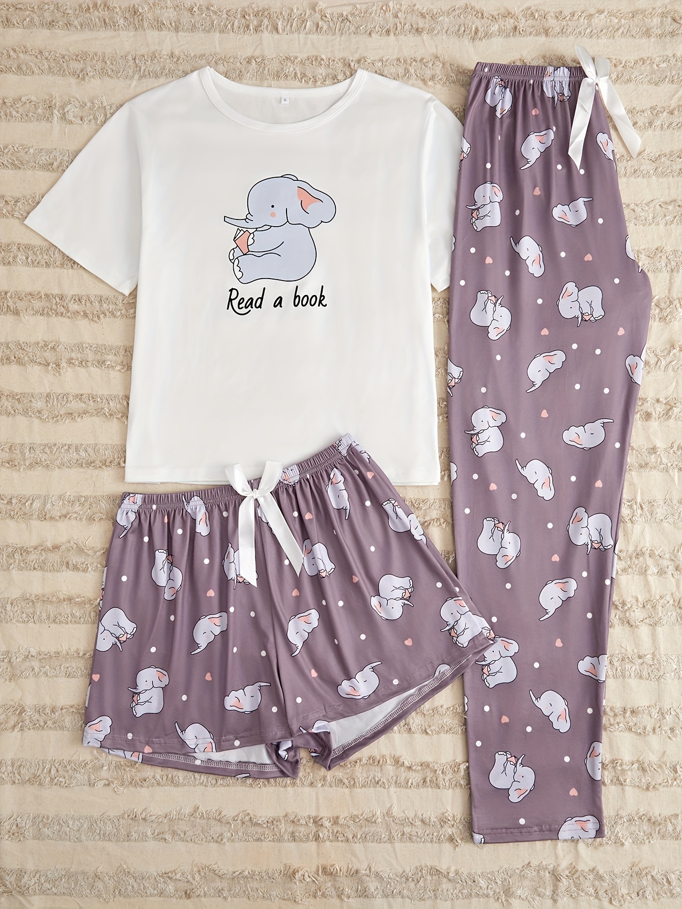 Cartoon Cake & Drink Print Pajama Set, Cute & Comfy Short Sleeve Top & Cozy  Long Pants, Women's Loungewear & Sleepwear