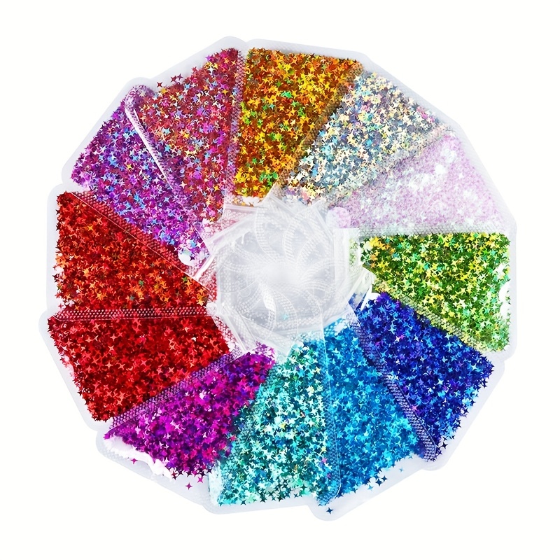 6 Colors Holographic Letter Chunky Glitter Flakes Confetti - Temu