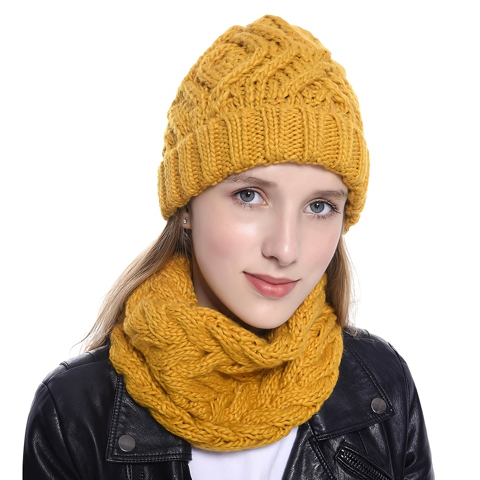 Winter Hat Scarf Set Women Chunky Knit Scarf Women Warm 