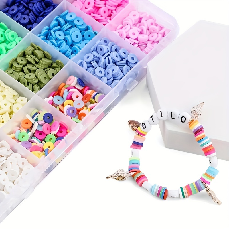 Clay Beads Bracelet Making Kit Round Flat Beads Polymer Clay Beads Set DIY  Kit