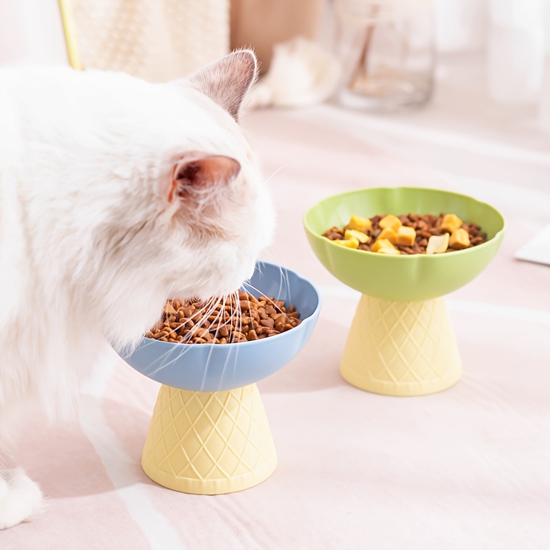 Ice Cream Design Raised Cat Feeding Bowl Neck Protector Temu