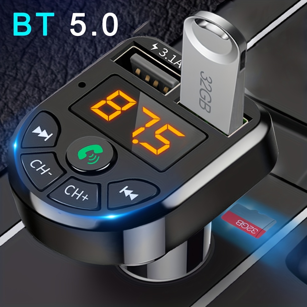 Kit main libre voiture Transmetteur FM Bluetooth 5.0 MP3 Player