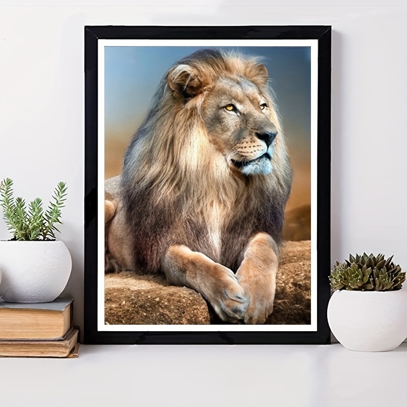 DIY Handmade Lion Art: Artificial Diamond Painting Kit For Adults - Home Wall Decor (30x40cm) 11.8x15.7 Inches