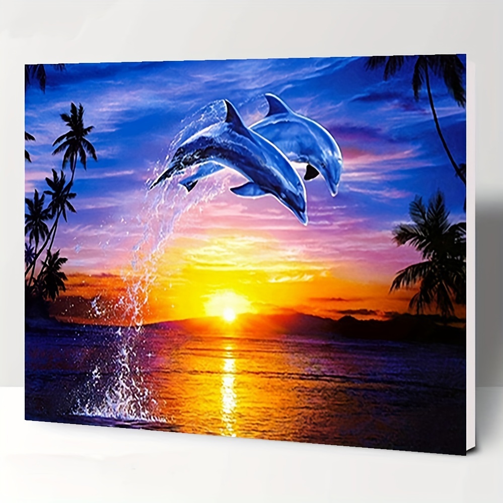 5D Diamond Painting Dolphin Ocean Waterfalls Kit