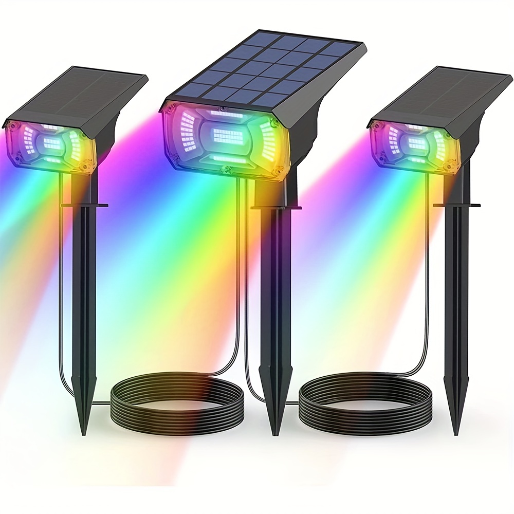 Focos solares Luces de paisaje Foco solar exterior de bajo voltaje IP65  Cable impermeable de 9.8 pies Encendido/apagado automático