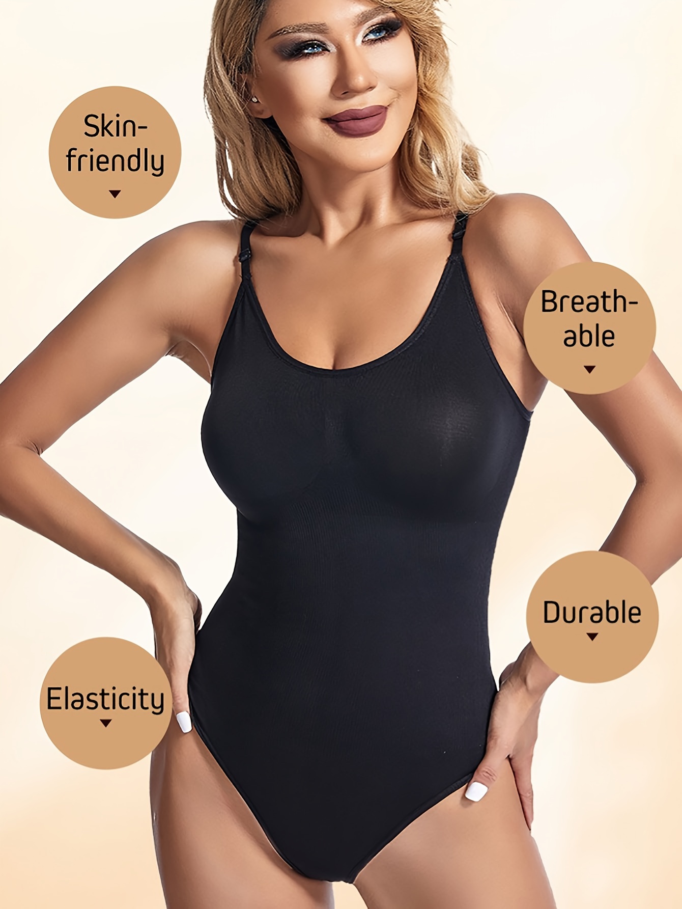 Simple Solid Shaping Bodysuit Tummy Control Slimming Thong - Temu