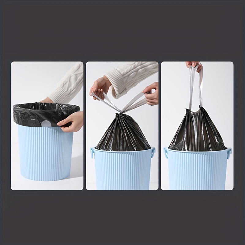 15Pcs/Roll Drawstring Trash Bags Kitchen Garbage Bags Garbage Bin Bathroom  Trash Can Bin Liners Plastic Bag Dispenser Household