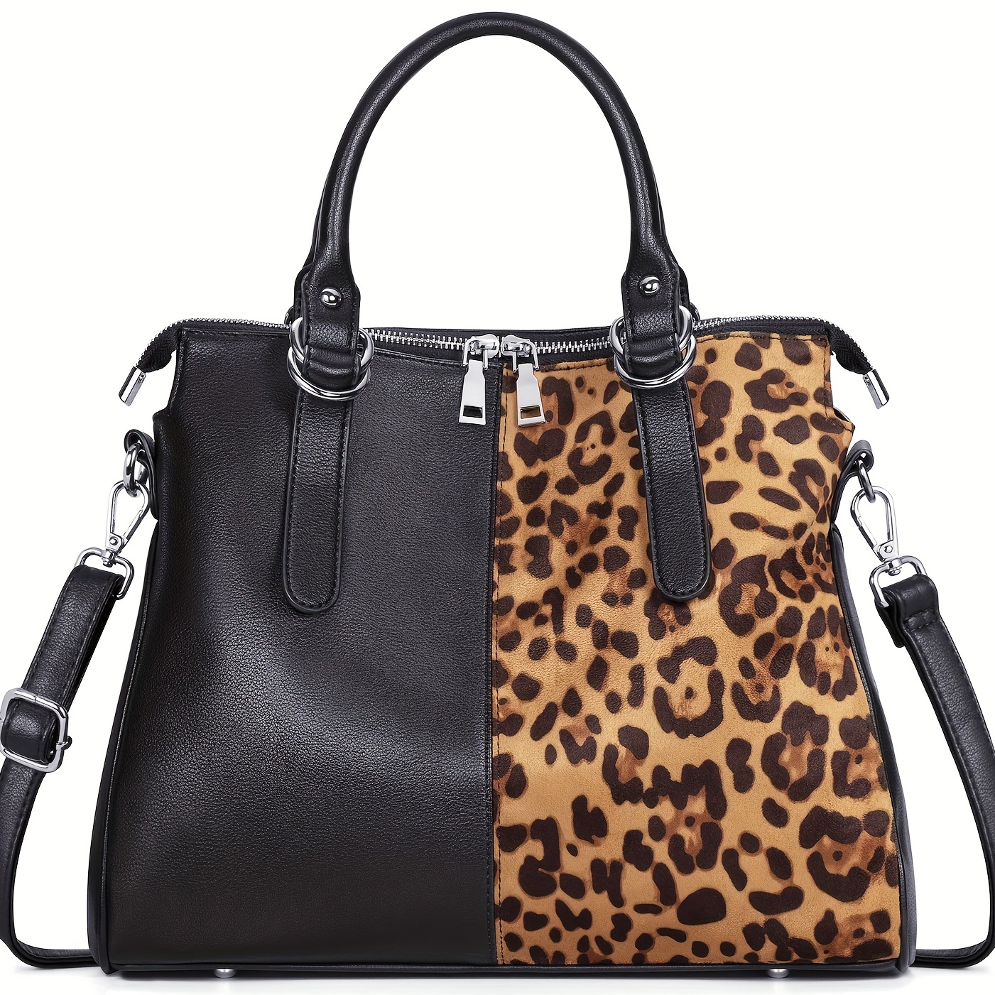 Leopard Pattern Handbag, Large Capacity Crossbody Bag, Women's Leather Top  Handle Purse