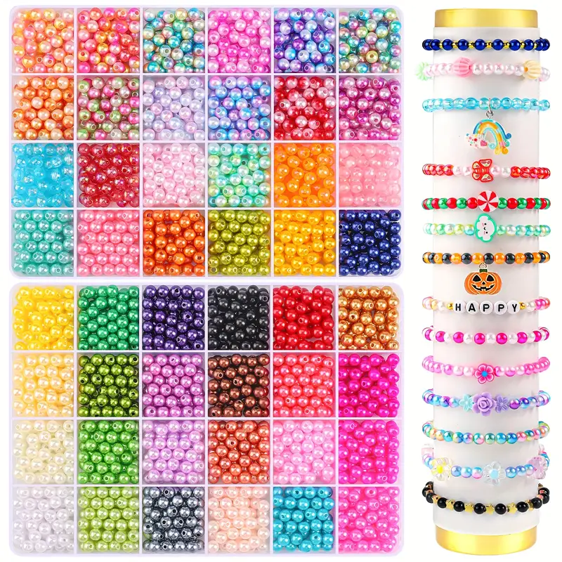 Pearl Beads for Jewelry Making Caffox 1680PCS Round Glass Pearls Beads with  Holes for Making Earring Necklaces Bracelets and Jewelry DIY Craft 24  Multicolors