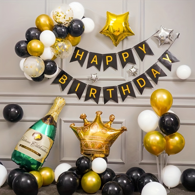 Happy Birthday Balloons Decoration Items Combo Kit Black and Golden - –  VibgyorVibes