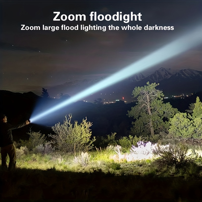 Linterna LED recargable súper potente, flash con zoom de 5 modos