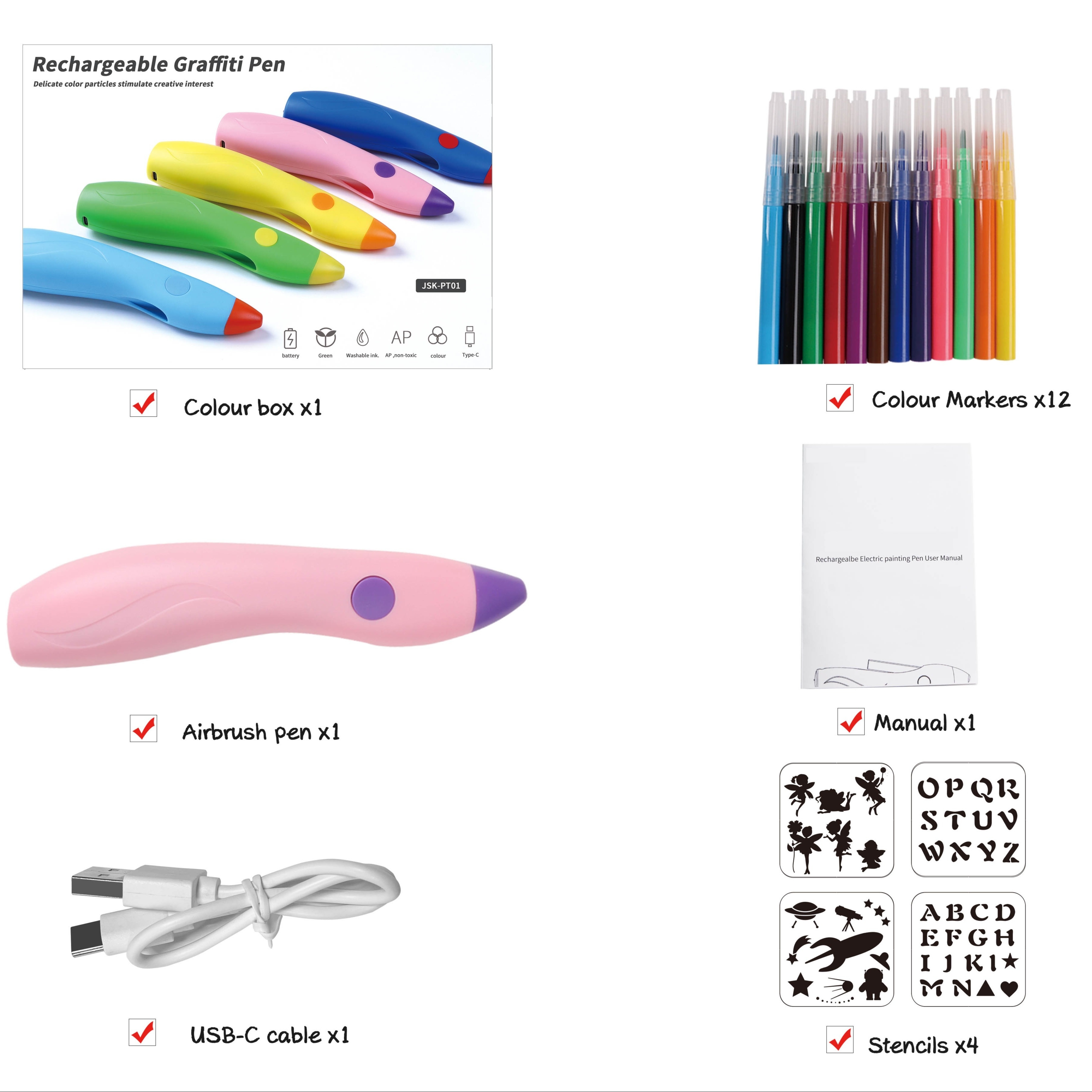 Spray Pen Stencil Colour Pen Spray Paint Set Electric - Temu