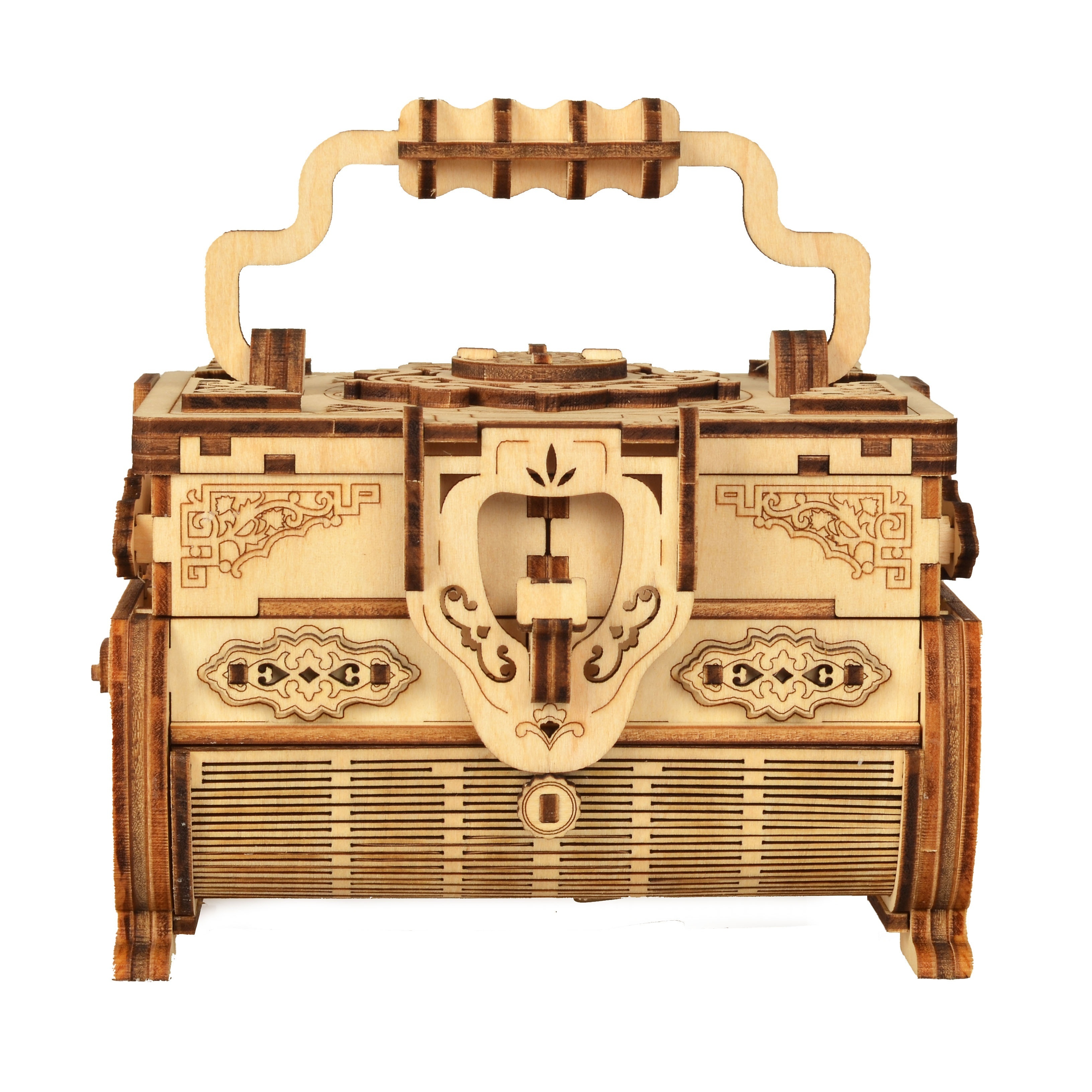 3D Wooden Puzzle Antique Jewel Box, Music Box Kit, DIY Home Decoration,  Laser-Cut Mechanical Model, Stunning Gifts For Adults And Teens.