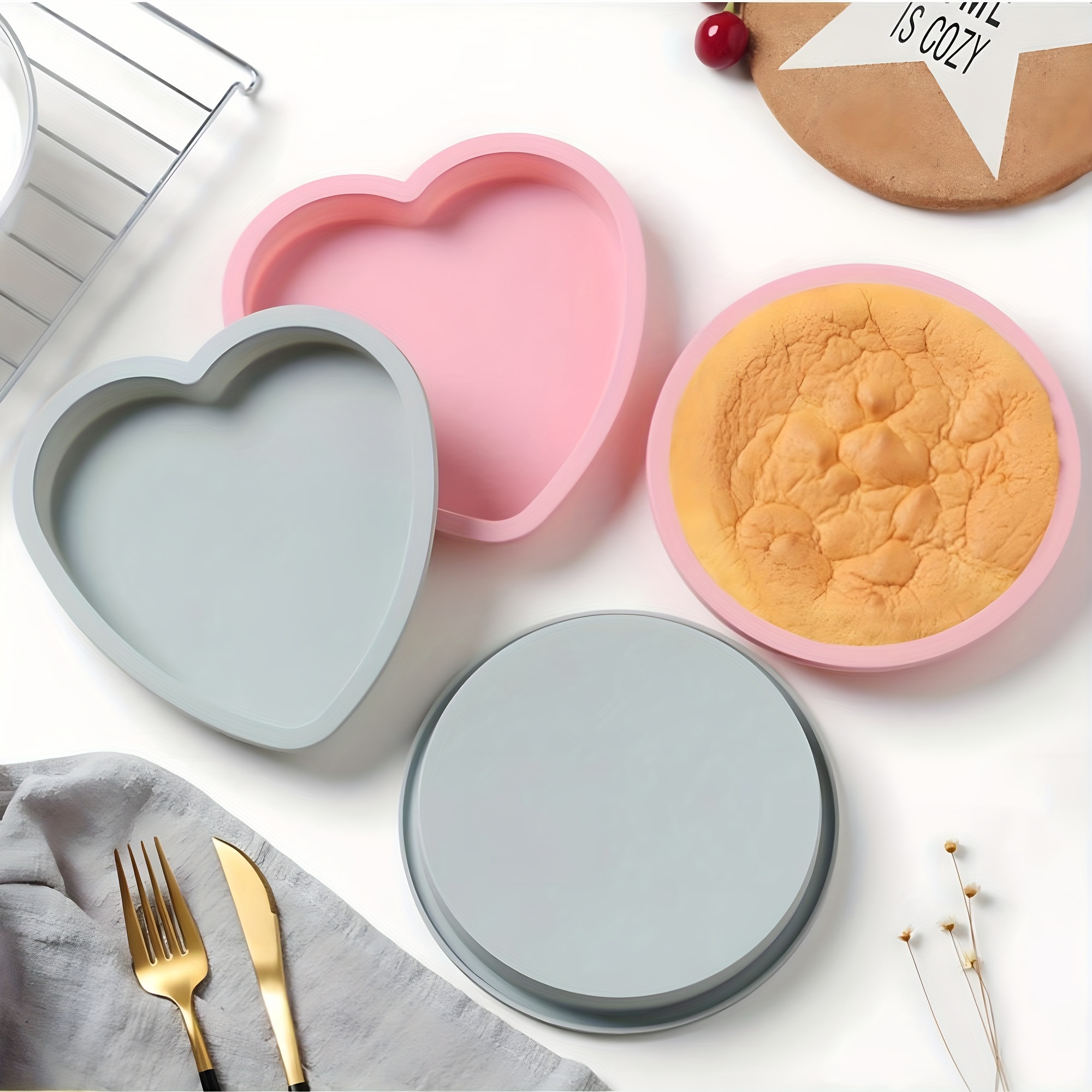 1pc Heart Shaped Bread Pan Love Heart Cake Mold, Silicone Cake