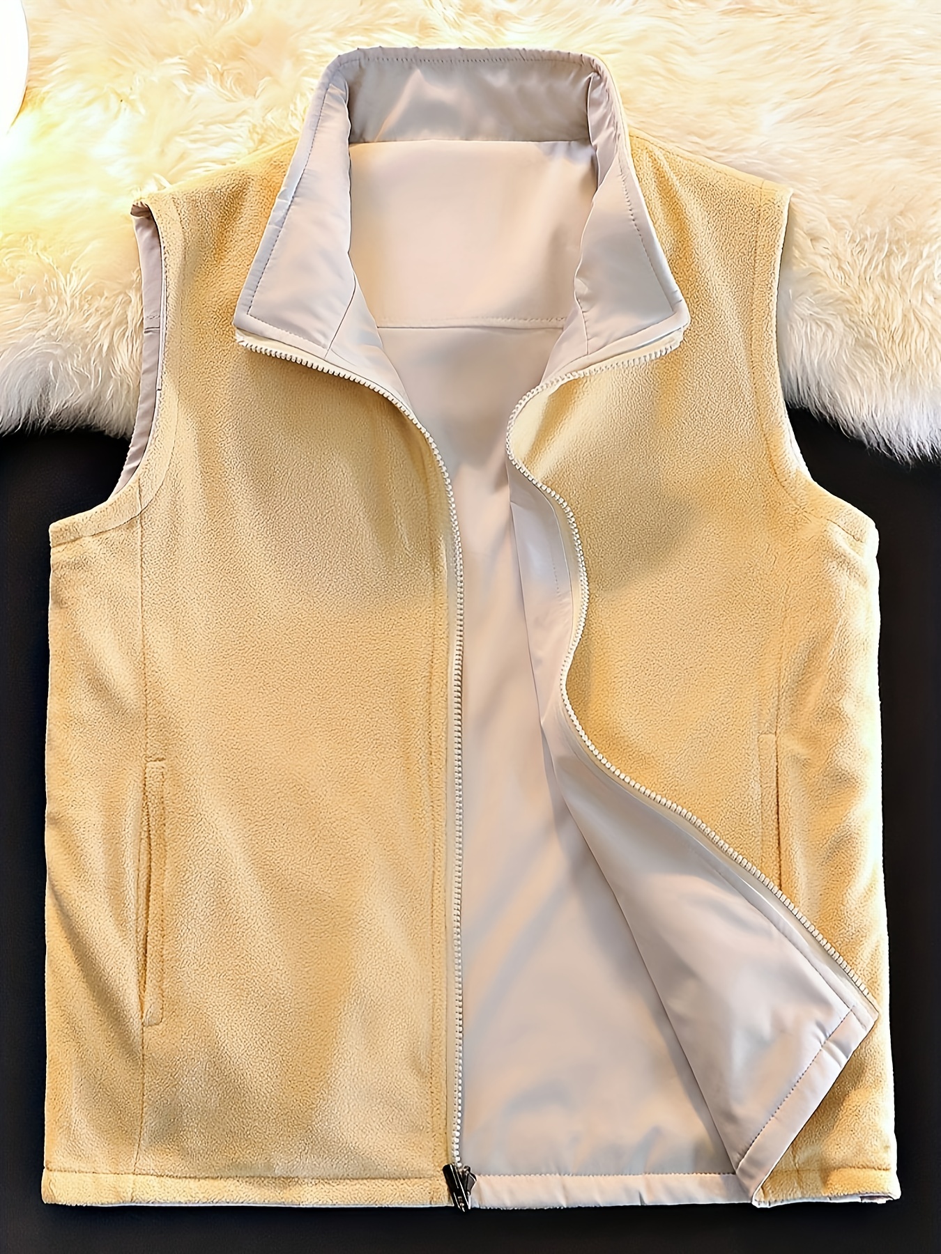 Men's Polar Fleece Reversible Vest for Autumn Winter