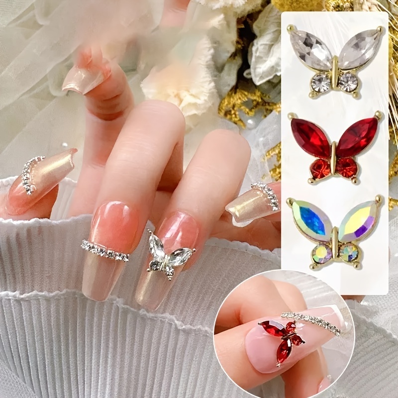 3d Butterfly Nail Charms Nails Butterflies Rhinestones Big Nail Gems 6  Color Cute Crystal Alloy Nail Art Supplies Decor For Acrylic Nails Face  Makeup Crafts Jewelry Diy Nail Art Decoration Accessories 