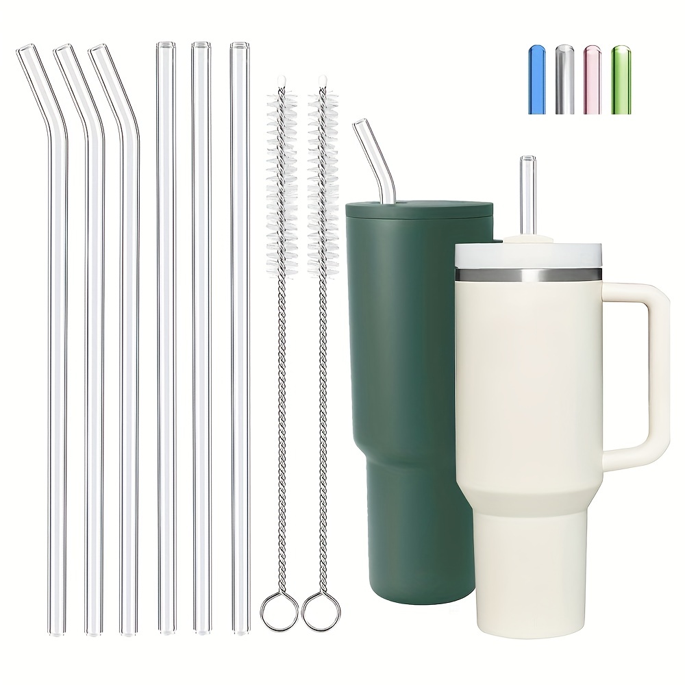 Anti Wrinkle Straw 2pcs, Reusable Glass Straw for Stanley Cup
