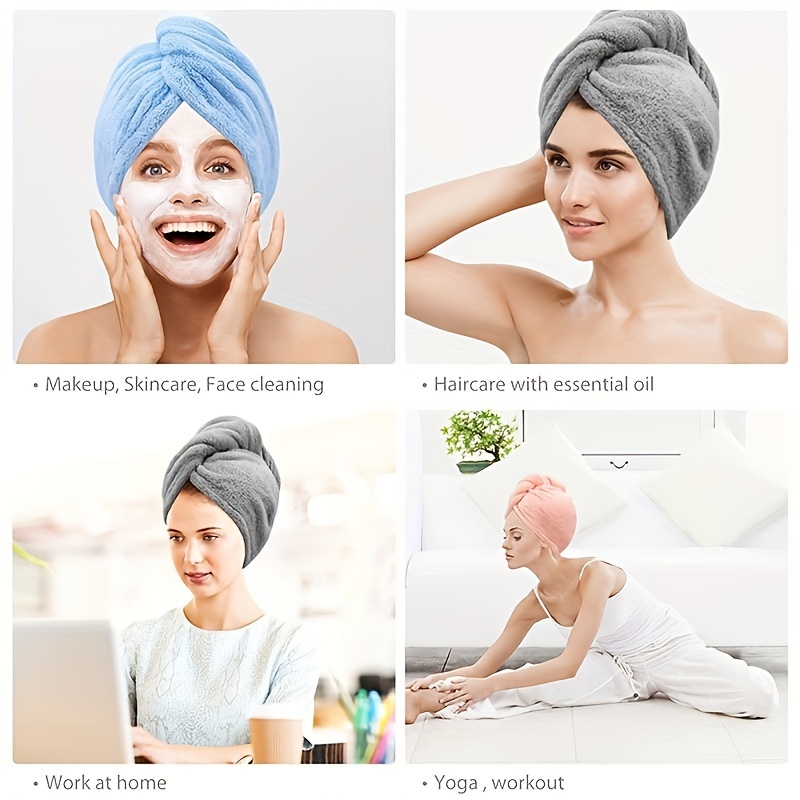 Turbante per capelli, asciugamano turbante con bottone, asciugamano in  microfibra per asciugatura rapida dei capelli, asciugamano assorbente per  capelli super assorbente, asciugamano per asciugare i capelli per tutti