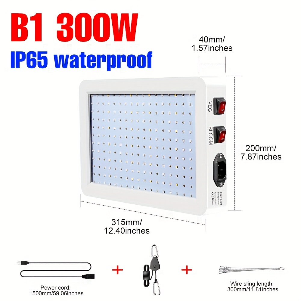 300W Full Spectrum LED Grow Light Waterproof Floodlight Sunlight 110V 220V  US EU
