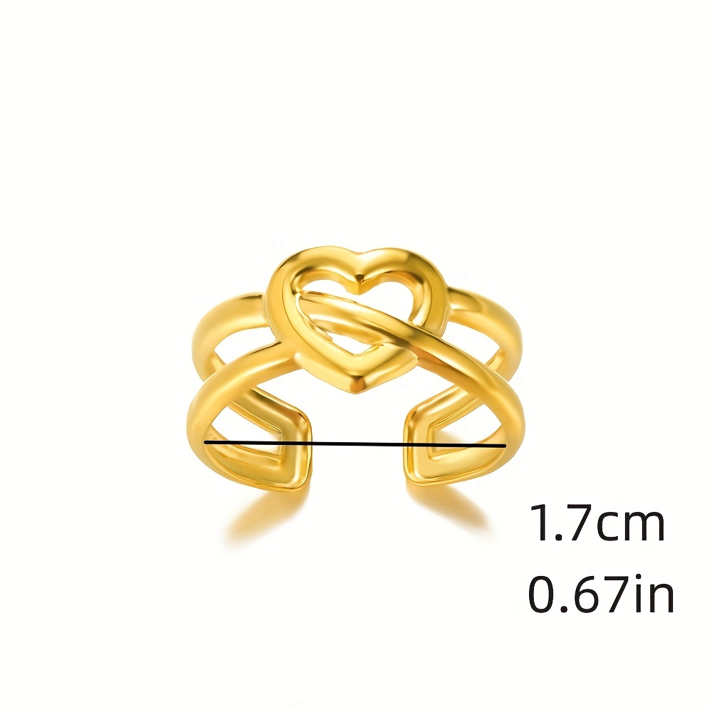 Men's Hollow Love Stainless Steel Ring Open Adjustable Ring