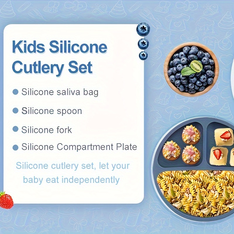  Baby Feeding Set, BPA free, Food Grade Silicone Dinner