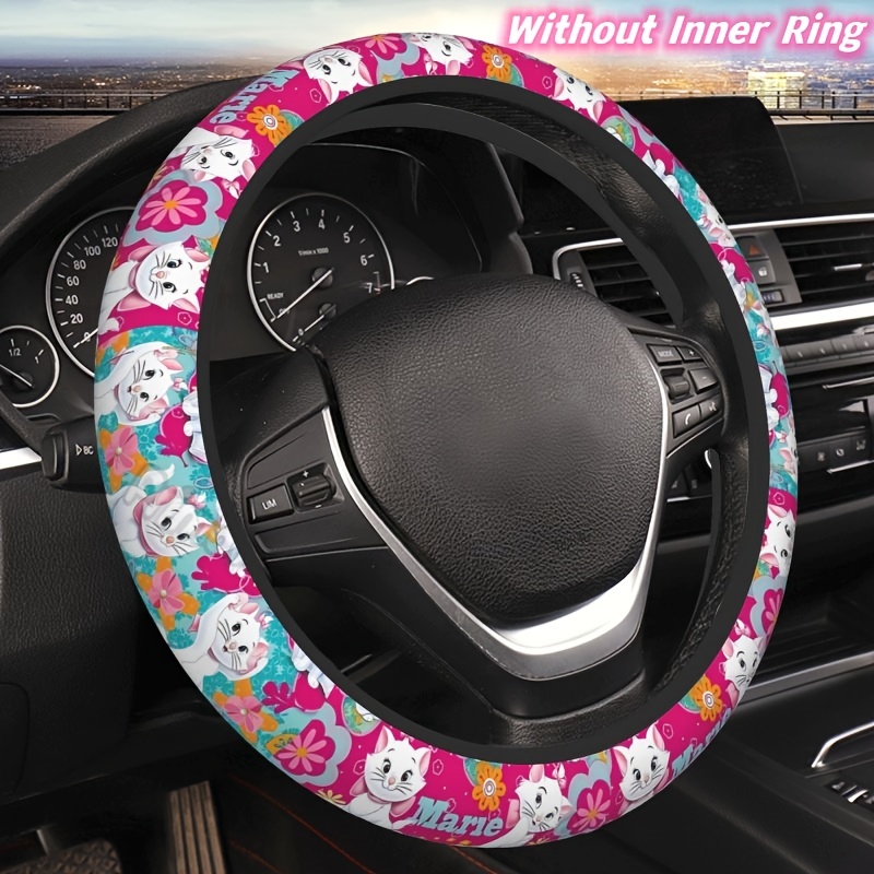 Hellokitty Steering Wheel Cover, Cute White Short Plush Non-slip