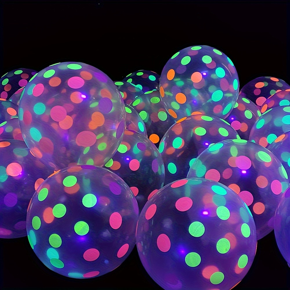 Uv Neon Balloons Dot Print Balloons Glow In The Dark Uv - Temu